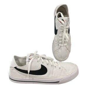 Nike Court Legacy Canvas Shoes Womens Size 9 White Black Athletic Sneakers Low